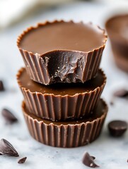 Aufkleber - Delicious homemade chocolate cups stacked invitingly for dessert lovers : Generative AI
