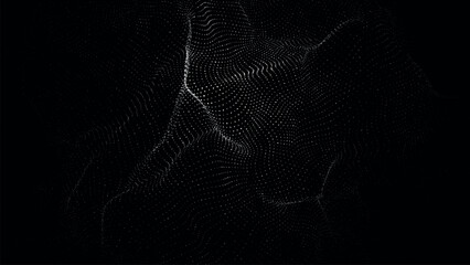 Wall Mural - abstract black futuristic wave. flow of particles. big data transfer visualization. vector illustrat
