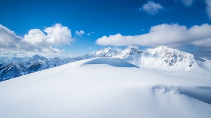 Aufkleber - Stunning winter landscape view with snowcovered mountains and clear blue skies : Generative AI