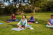 © Sabrina - Group of multiracial senior people doing yoga meditation at city park during spring season - Healthy elderly lifestyle and mindfulness concept