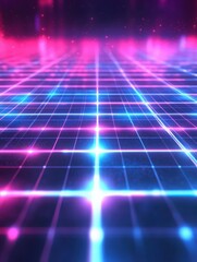 Wall Mural - vibrant neon grid background with futuristic glow, symbolizing innovation and technology. perfect fo