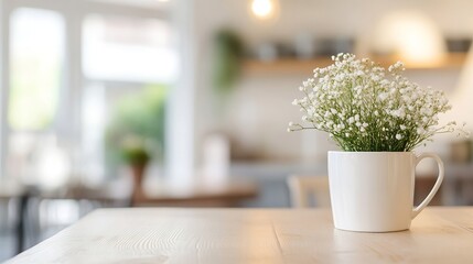 Leinwandbilder - Delicate white flowers in a stylish vase placed in a cozy interior space : Generative AI