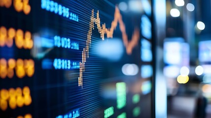 Aufkleber - Dynamic stock market chart displaying fluctuating prices and data for financial analysis : Generative AI