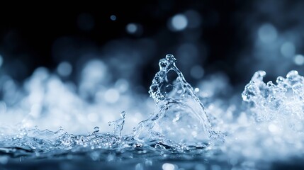 Poster - Captivating water splash in vibrant hues with sparkling droplets in motion against a blurred background : Generative AI