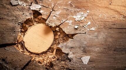 Poster - Close up of an old wooden surface showing cracks and rough texture highlighting age and history : Generative AI