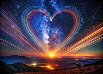 Wall Mural - Glowing Heart Nebula: Starry Night Sky Long Exposure Photography