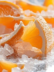 Poster - Freshly Sliced Orange Segments on Ice for Refreshing and Juicy Summer Treat : Generative AI