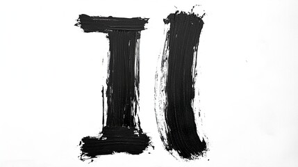 Wall Mural - Bold Black Brushstroke of the Capital Letter I