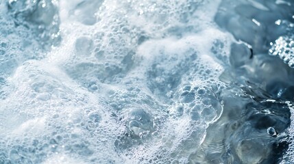 Poster - Close up view of bubbles and foam in crystal clear water creating an abstract background : Generative AI