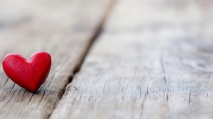 Poster - A vibrant red heart shape on a rustic wooden surface representing love and affection : Generative AI