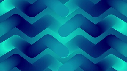 Wall Mural - teal gradient zigzag - 4k 3d wavy pattern loop on dark background