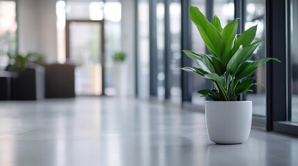 Poster - Modern office space with indoor plant adding greenery to minimalistic decor : Generative AI