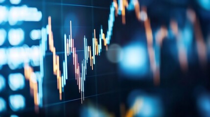 Leinwandbilder - Abstract representation of stock market fluctuations shown through colorful graph lines on a digital display : Generative AI