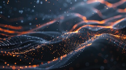 Abstract of digital shape or line and technological cyber style particle design connect in surreal electronic shape designing. High tech scenery express seamless pattern perfect for wallpaper. AIG53.