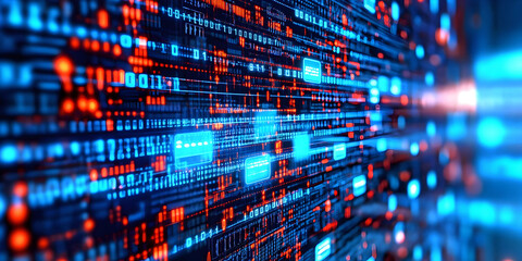 abstract technology Digital Data Stream background, ai generated.