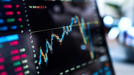 Fototapete - Stock market chart display on computer screen showcasing financial trends and analysis : Generative AI