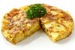 © Faizal - Delicious spanish tortilla cut close up with fresh parsley tasty cuisine studio shot culinary delicacy
