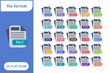 © Mohd - File Format, File extension, document type, doucment extension Flat Icon Set, Collection of 25 File Format, File extension, document type, doucment extension Flat Icon Set – 25 PDF, DOC, and Media
