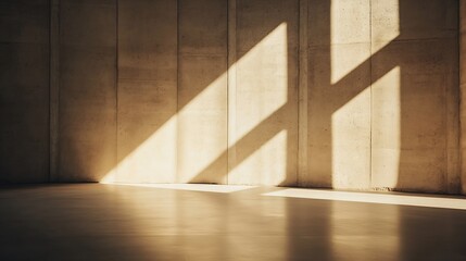 Leinwandbilder - Minimalist interior space showcasing light and shadow interplay on concrete walls and floor : Generative AI