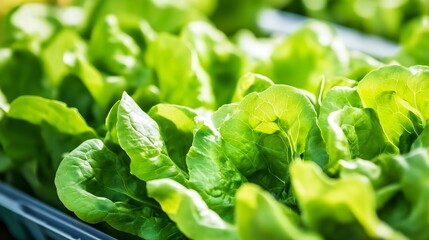Poster - Fresh Green Lettuce Grown in a Lush Garden Setting Perfect for Healthy Meals : Generative AI