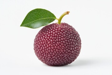 Poster - Close up of a waxberry with green leaf against pure white blackground for fruit nature photography