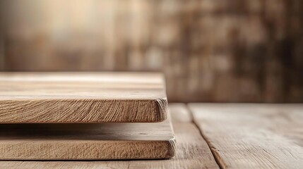 Poster - CloseUp of Wooden Planks on a Rustic Table with a Soft Blurred Background : Generative AI