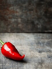 Poster - Vibrant red chili pepper resting on a rustic wooden surface bringing flavor to the table : Generative AI