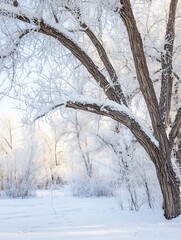 Aufkleber - Majestic SnowCovered Tree Branches in a Winter Wonderland Landscape Scene : Generative AI