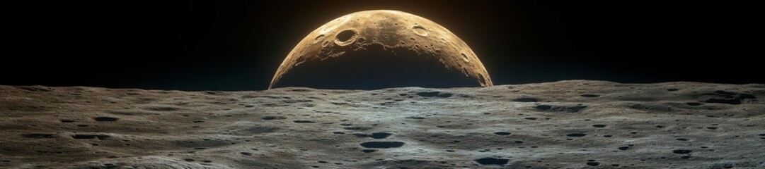 Wall Mural - Stunning View of the Moon's Surface and Earth from Above. Generative AI