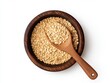 © Yothin - Rolled Oats in Wooden Bowl with Spoon, Overhead View