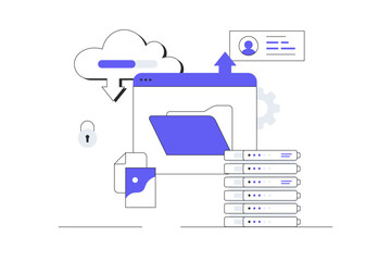 Wall Mural - saas concept, software as a service. cloud computing and storage, online subscription to programs. f