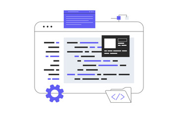 Wall Mural - software development, programming, coding. developer working on computer and creating programs, codi