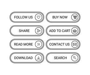black and white cta button set.