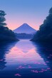 © ZM  - The tranquil scene of a small stream between mountains in the morning mist