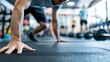 © Generative AI - Close Up of a Strong Male Athlete Engaging in a Full Body Workout on Gym Floor : Generative AI