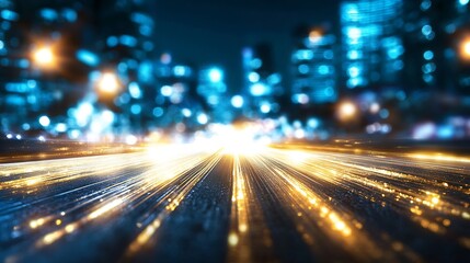 Leinwandbilder - Dynamic Motion Blur of City Lights at Night Creating a Stunning Urban Landscape Effect : Generative AI