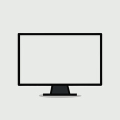 Computer monitor vector mock up with blank white display on white background 