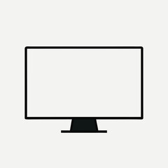 Computer monitor vector mock up with blank white display on white background 