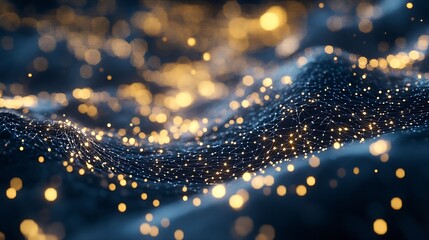 Leinwandbilder - Stunning abstract digital background with flowing lights and shimmering particles creating depth and allure : Generative AI