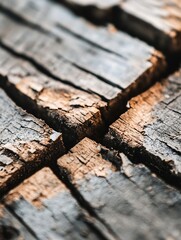Poster - Macro shot of cracked wooden texture showcasing natural patterns and details in the surface : Generative AI
