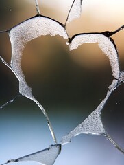 Fototapete - Beautiful Heart Shape Formed in Broken Glass Creating an Artistic and Emotional Visual Element : Generative AI
