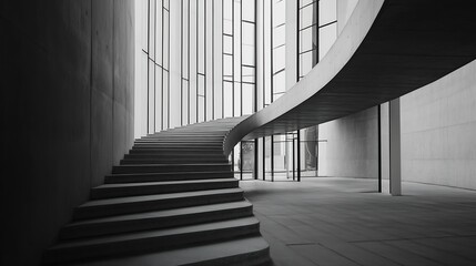 Poster - Stunning modern spiral staircase interior design with natural light and sleek architecture : Generative AI