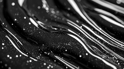 Poster - Abstract Black Liquid with Silver Glitter Texture Background