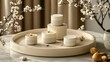 © RONNY - Cream jars on a tray, spring-themed