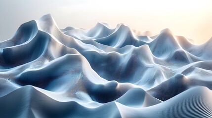 Poster - Abstract Blue Mountain Landscape Digital Art