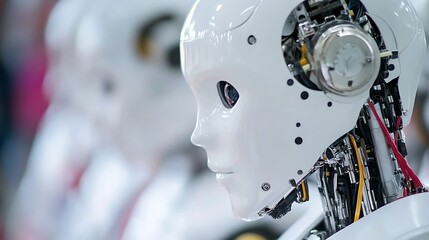 Leinwandbilder - CloseUp of a HumanLike Robot Head with Advanced Features and Realistic Design : Generative AI