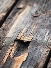 Poster - Detailed close up of weathered wood texture showcasing natural aging and rustic charm : Generative AI