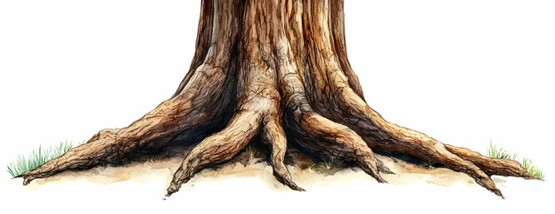 Giant tree base, roots, ground, nature