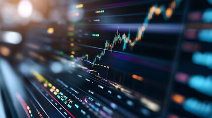 Leinwandbilder - Dynamic stock chart graphic analyzing market trends and investment opportunities for financial trading : Generative AI
