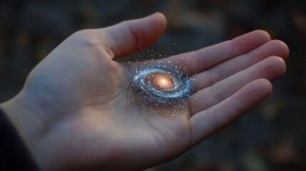 Wall Mural - hand holding a galaxy